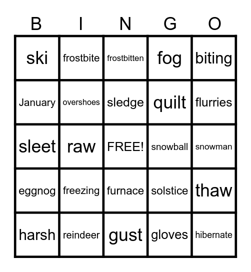 Sales Winter Bingo Card