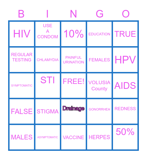 STD Bingo Card