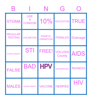 STD Bingo Card