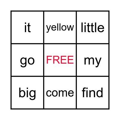 Bingo List 1 Bingo Card