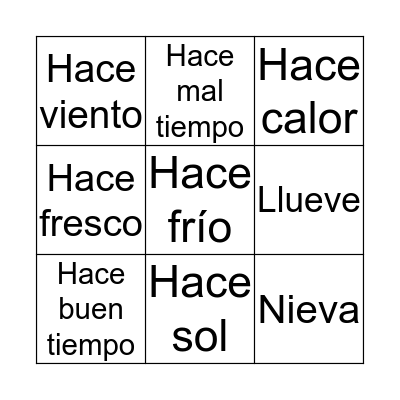 El TIempo Bingo Card