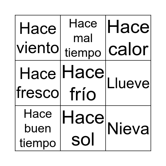 El TIempo Bingo Card