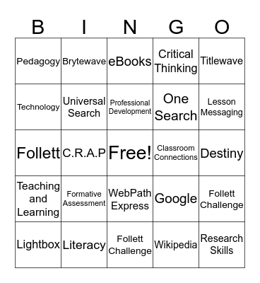 Follett Professional Development Bingo Card