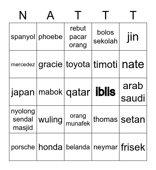 Bingo Bingung Bingo Card