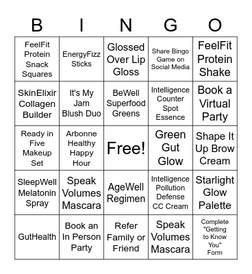 Arbonne Bingo Card