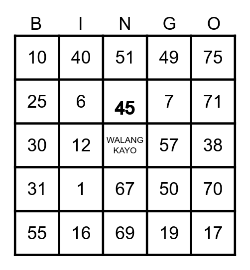 ROBERT UVE'S Bingo Card