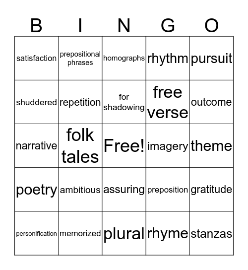 abigails bingo Card