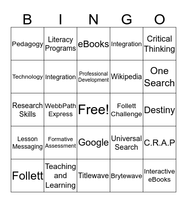 Follett Professional Development Day Bingo Card