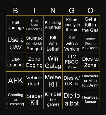 JustBidnez's WARZONE BINGO Card