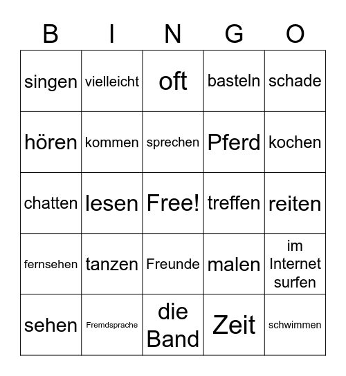 Prima Plus Lektion 5 Bingo Card