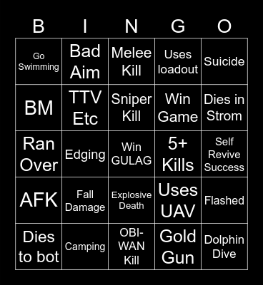 Warzone 2 Bingo Card