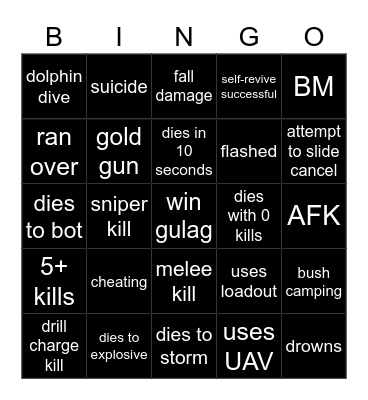 warzone 2 bingo Card