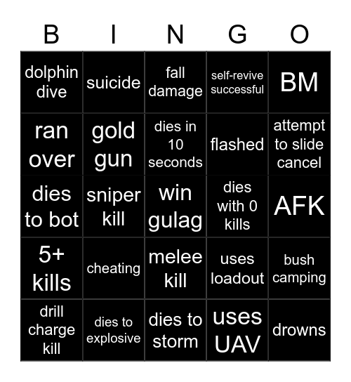 warzone 2 bingo Card
