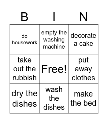 I love housework! 🤪 Bingo Card