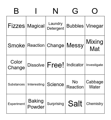 Chemical Magic Bingo Card