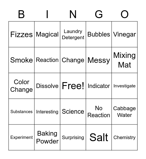 Chemical Magic Bingo Card