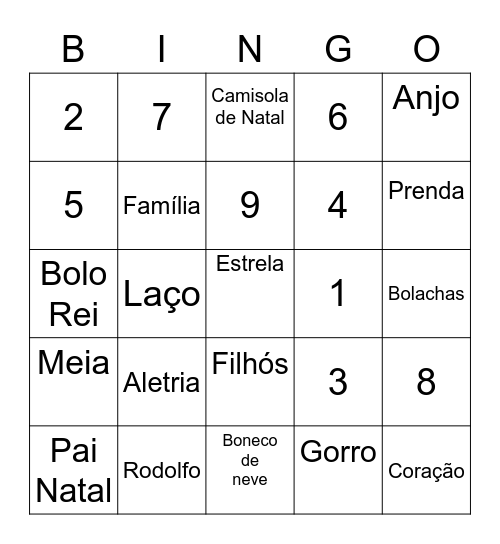 Bingo de Natal Bingo Card