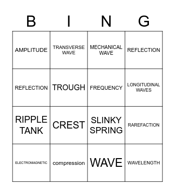 Physics Class Matric Bingo Card