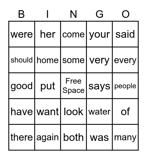 Let's practice our sight words! Bingo Card