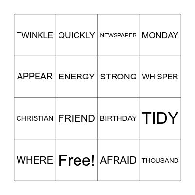 S&P 2 LIST 16 Bingo Card