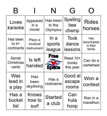 DCL Leadership Outing Bingo Card