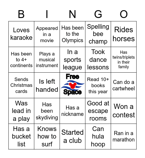 DCL Leadership Outing Bingo Card