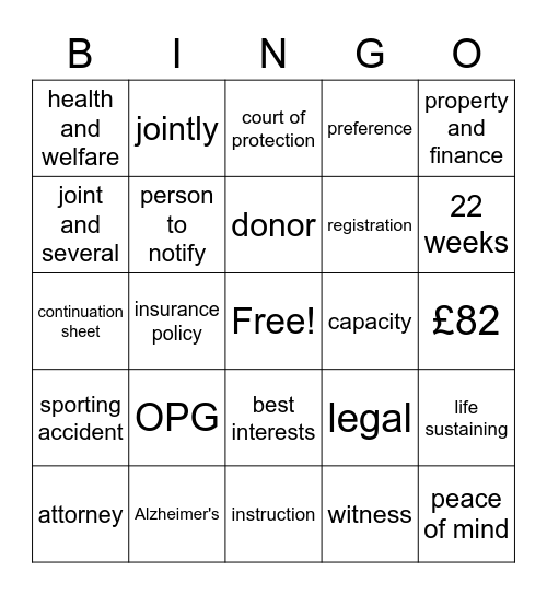 LPAs Bingo Card