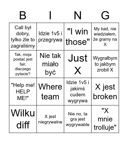 The Wilku bingo Card