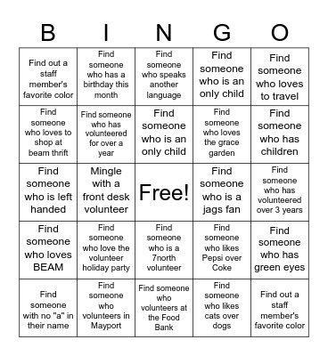 Mingle & Bingo! Bingo Card