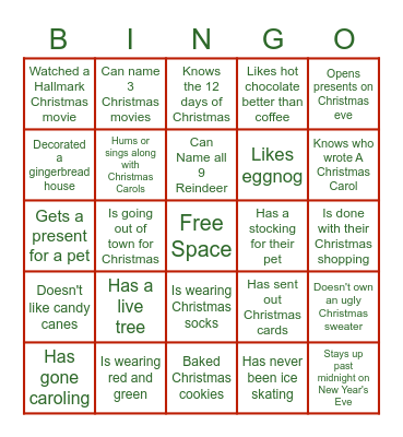 Find Someone Who......... Bingo Card