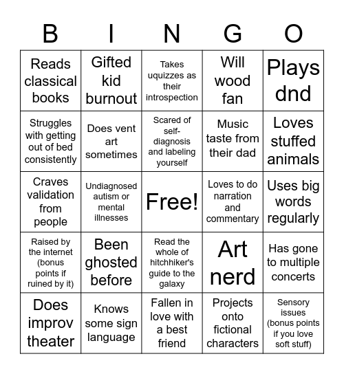 Sad man bingo Card