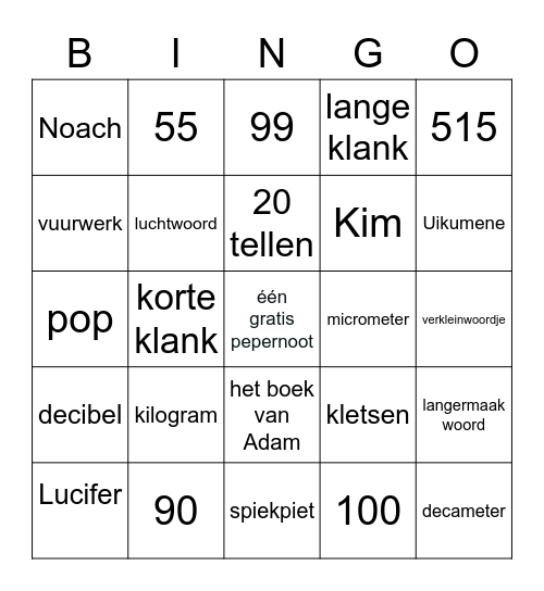 pepernoten bingo Card