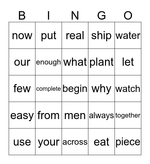 Bradley Bingo Card