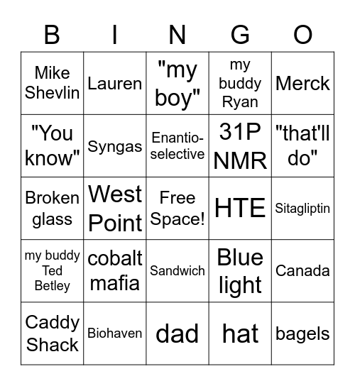 Connor's Last Group Meeting Bingo Card