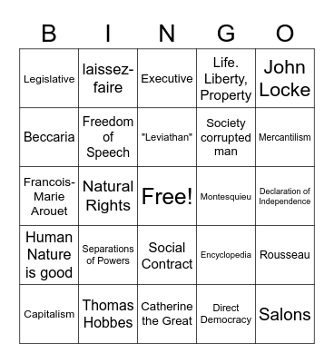 Enlightenment Bingo Card