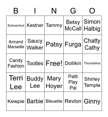 Dolly Bingo Card