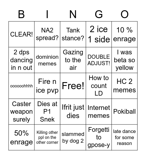 From Behind P8S A2C bingo Card