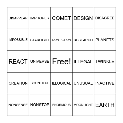 S&P 3 LIST 18 Bingo Card