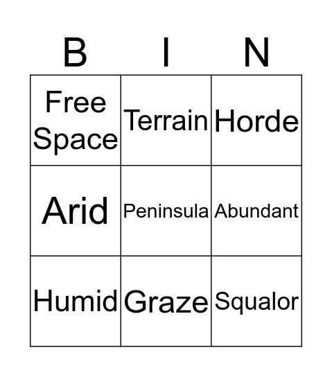 Untitled Bin Bingo Card