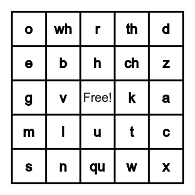 Letter Sounds Bingo Card