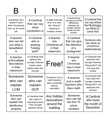 Explorations Christmas Bingo Card