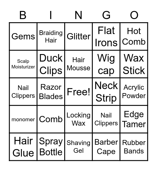 cosmetology Bingo Card