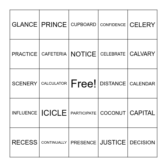 S&P 3 LIST 23 Bingo Card