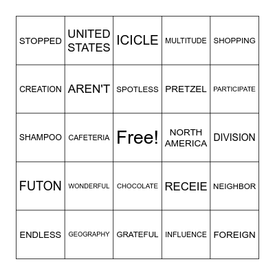 S&P 3 LIST 24 Bingo Card