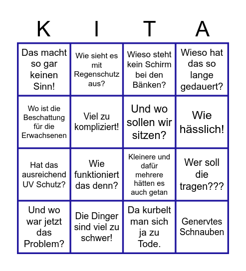 Bullshit - Sonnenschutz - Bingo ;) Bingo Card