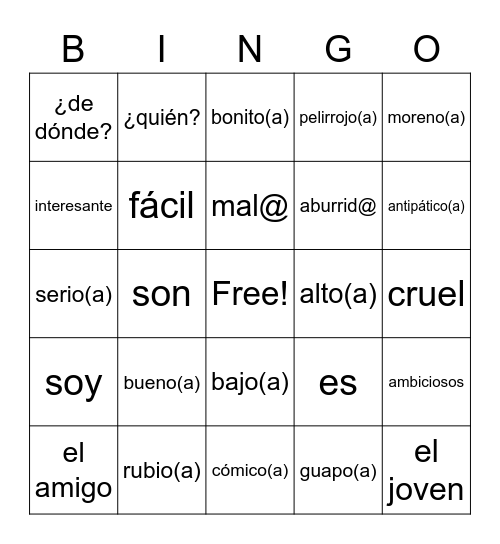 ¿Cómo Somos? Bingo Card