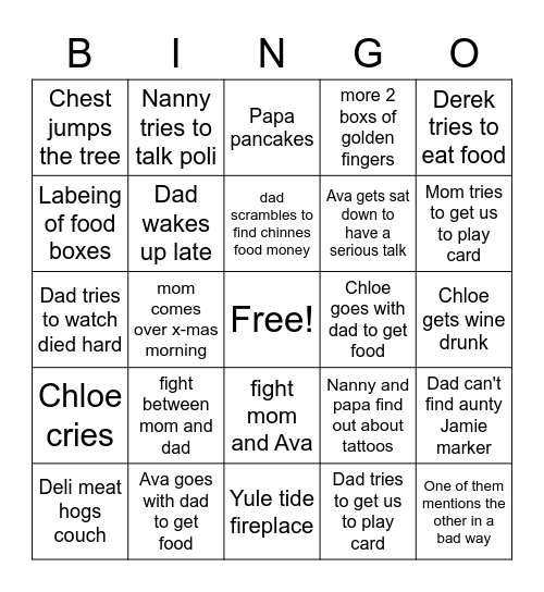 x-mas bingo card Bingo Card