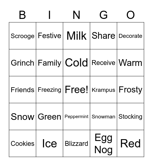 XPO Winter BINGO Card