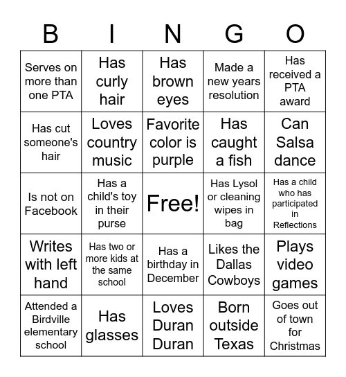 Icebreaker Bingo Card