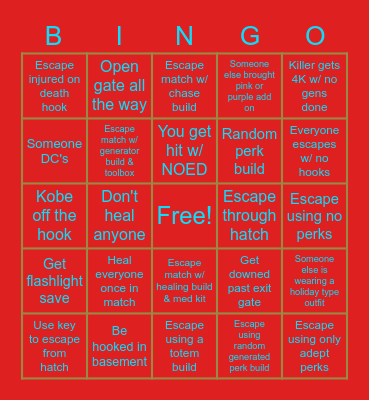 Survivor Hard Mode (DBD) Bingo Card